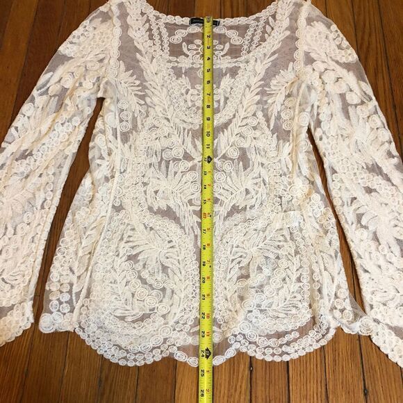 Boho Festival Lace Top Long Sleeve Large - Picture 6 of 8
